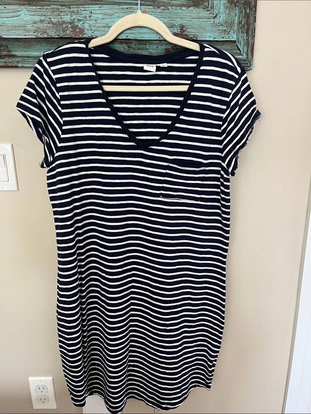 GAP Navy and White Striped V-Neck Swim Cover-Up
